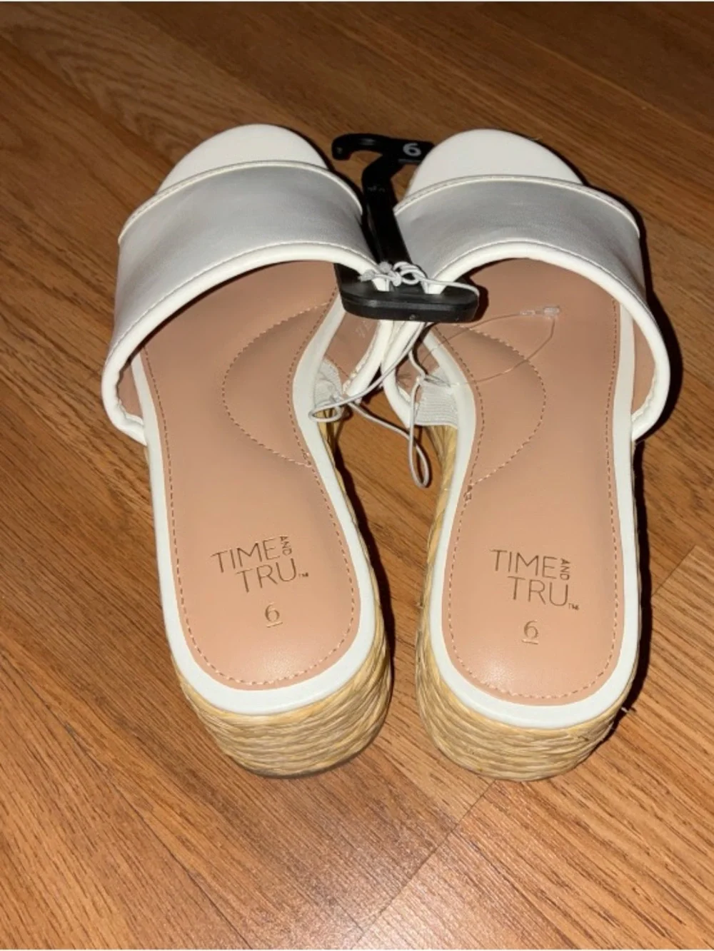 Time and Tru White Espadrille Slide Mules